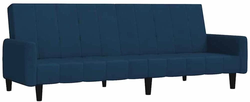Dvivietė sofa-lova, mėlynos spalvos, aksomas