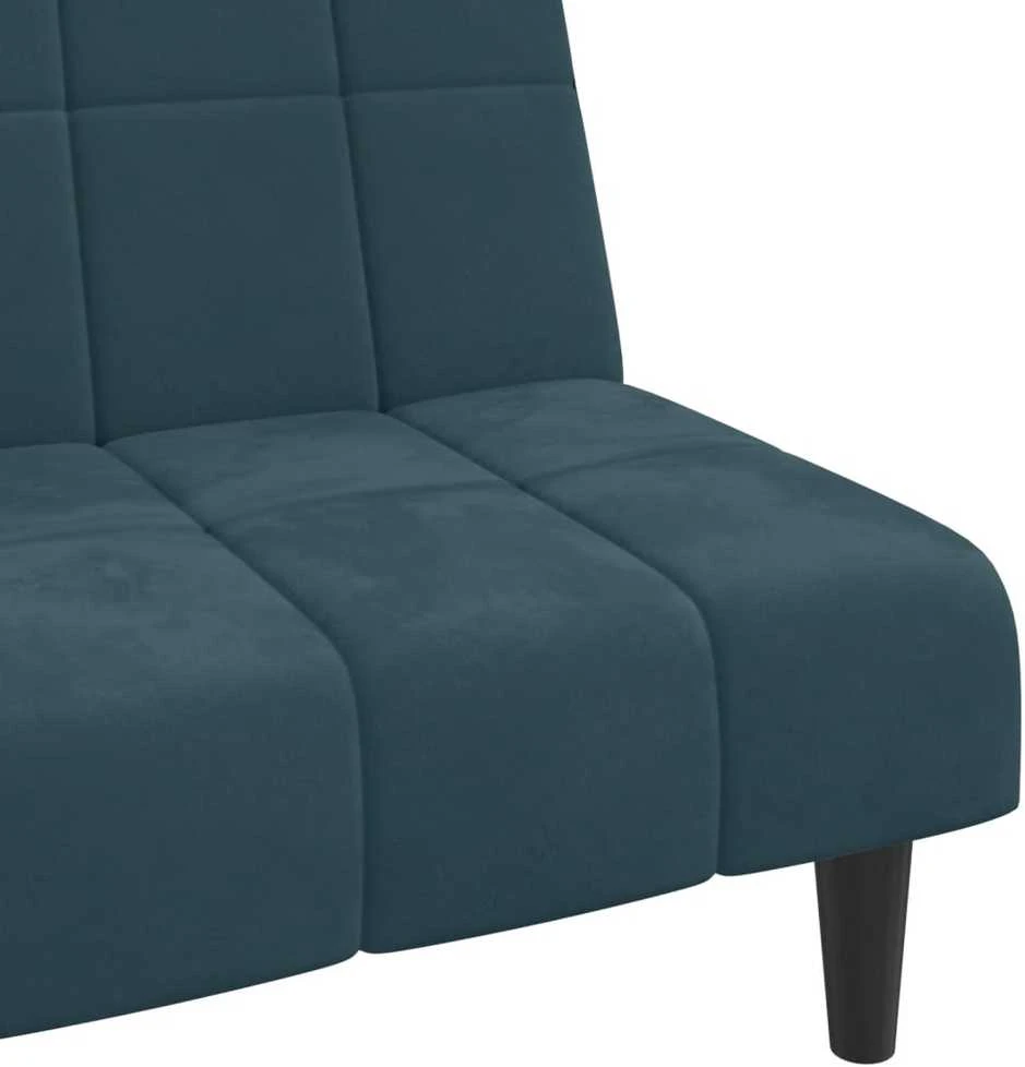 Dvivietė sofa-lova, mėlynos spalvos, aksomas