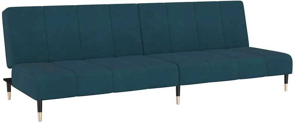 Dvivietė sofa-lova, mėlynos spalvos, aksomas
