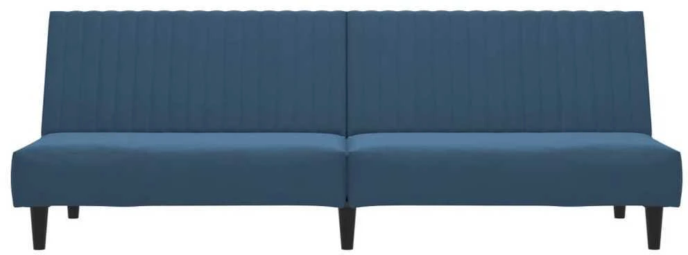 Dvivietė sofa-lova, mėlynos spalvos, aksomas