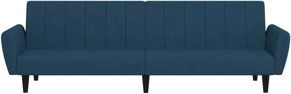 Dvivietė sofa-lova, mėlynos spalvos, aksomas