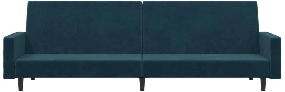 Dvivietė sofa-lova, mėlynos spalvos, aksomas