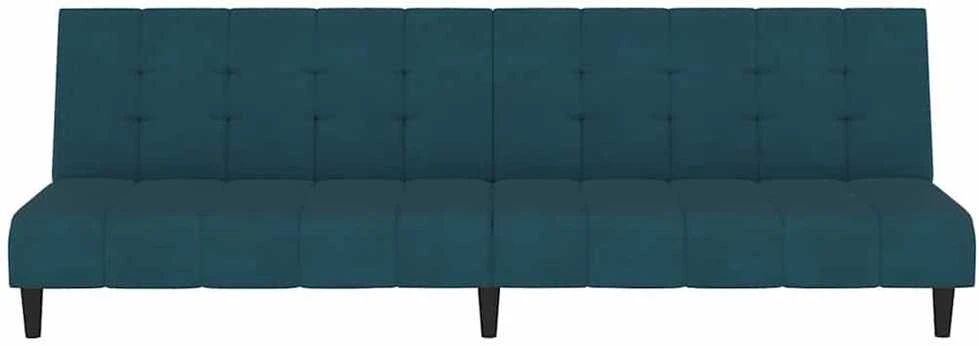 Dvivietė sofa-lova, mėlynos spalvos, aksomas