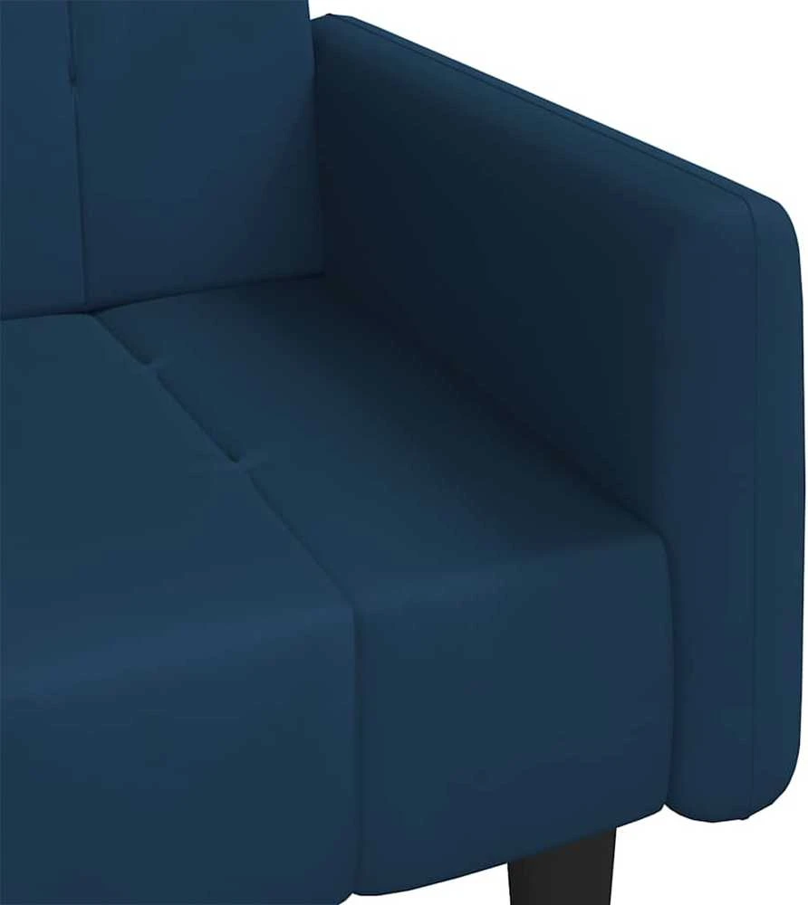 Dvivietė sofa-lova, mėlynos spalvos, aksomas