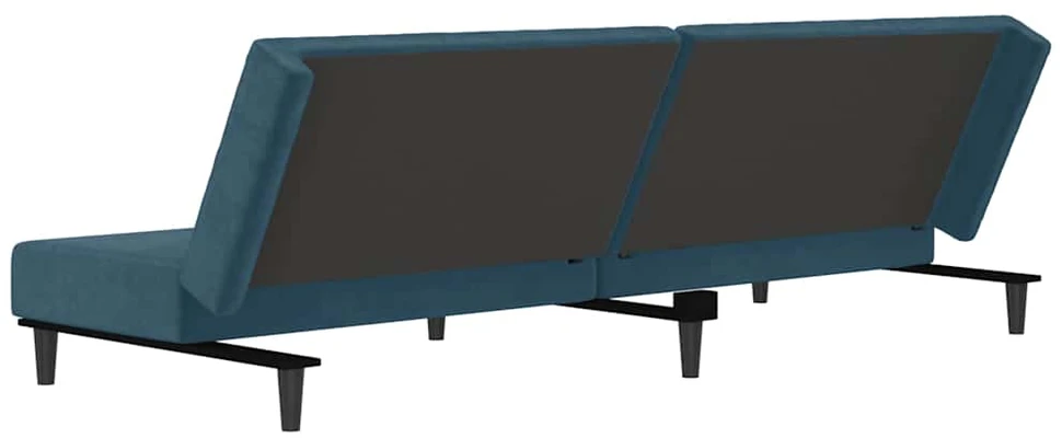 Dvivietė sofa-lova, mėlynos spalvos, aksomas
