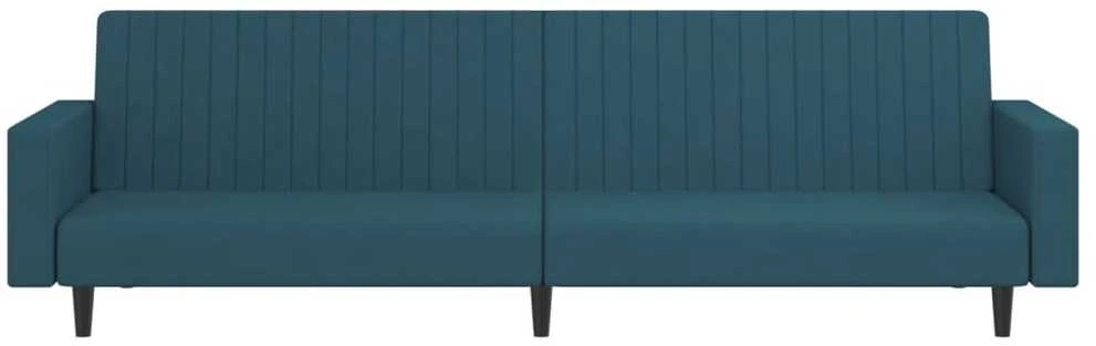 Dvivietė sofa-lova, mėlynos spalvos, aksomas