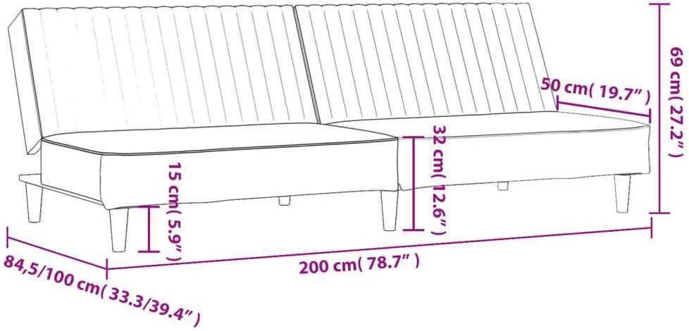 Dvivietė sofa-lova, mėlynos spalvos, aksomas