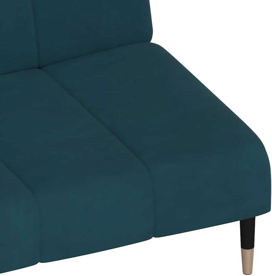 Dvivietė sofa-lova, mėlynos spalvos, aksomas