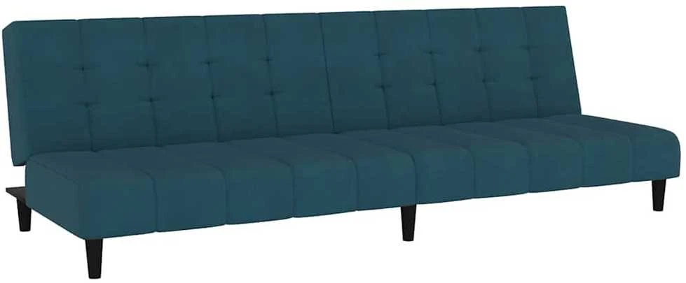 Dvivietė sofa-lova, mėlynos spalvos, aksomas