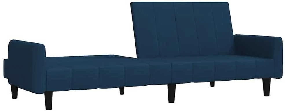 Dvivietė sofa-lova, mėlynos spalvos, aksomas