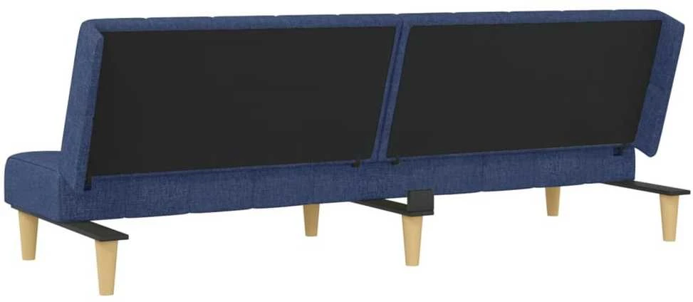 Dvivietė sofa-lova, mėlynos spalvos, audinys