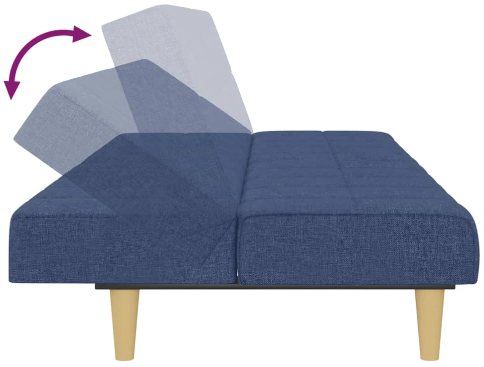 Dvivietė sofa-lova, mėlynos spalvos, audinys