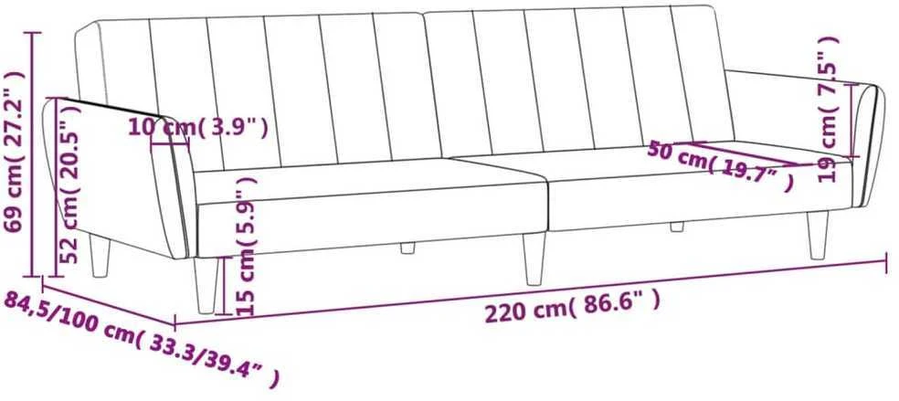 Dvivietė sofa-lova, mėlynos spalvos, audinys