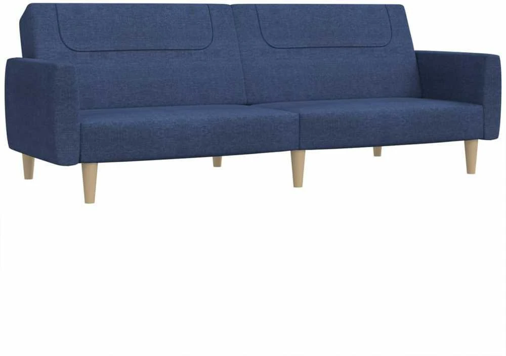 Dvivietė sofa-lova, mėlynos spalvos, audinys