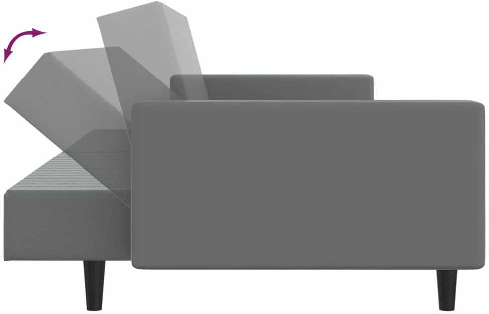 Dvivietė sofa-lova, pilkos spalvos, dirbtinė oda