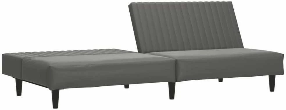 Dvivietė sofa-lova, pilkos spalvos, dirbtinė oda