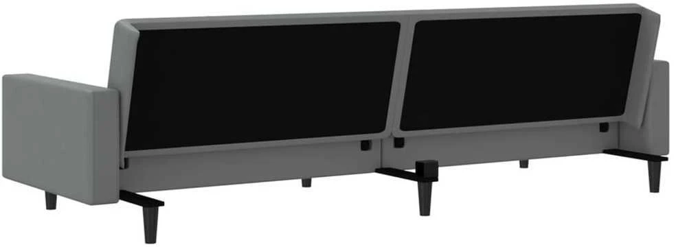 Dvivietė sofa-lova, pilkos spalvos, dirbtinė oda