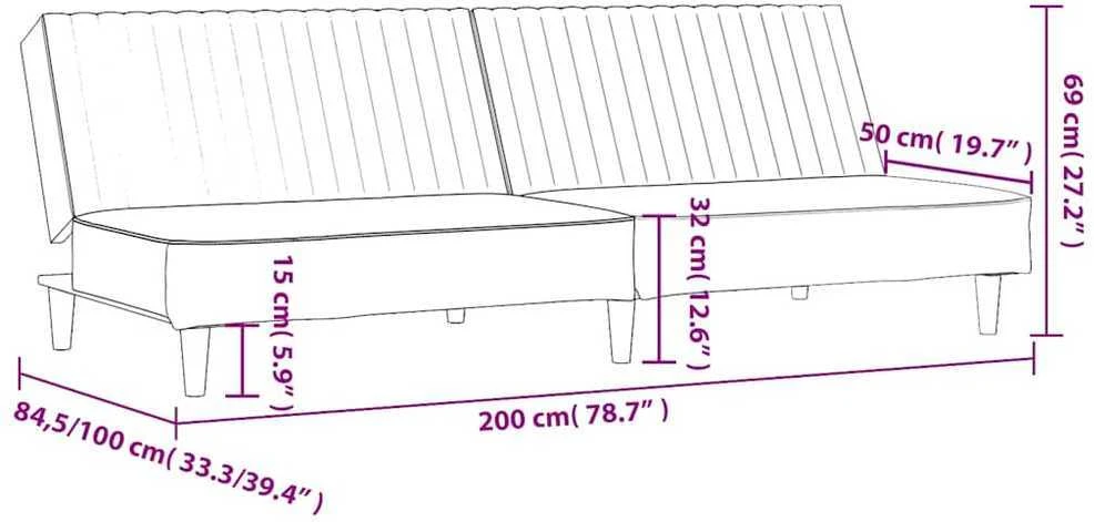Dvivietė sofa-lova, pilkos spalvos, dirbtinė oda