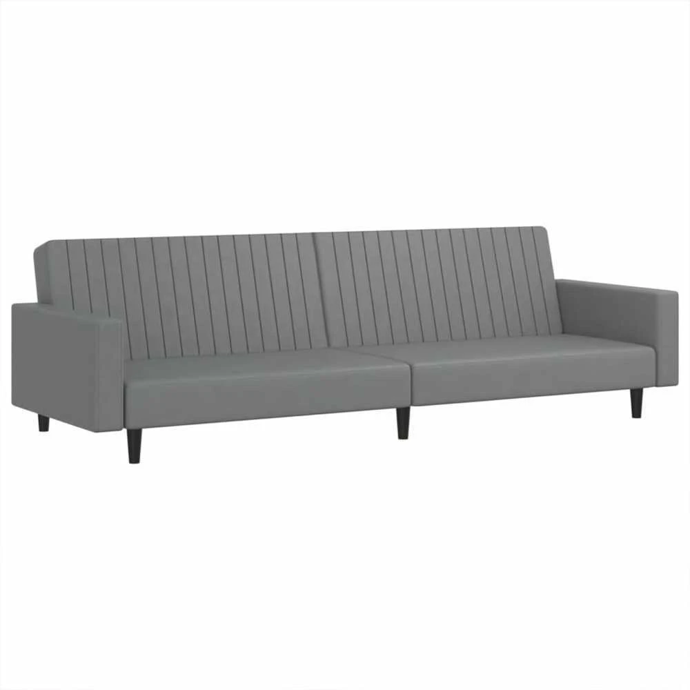 Dvivietė sofa-lova, pilkos spalvos, dirbtinė oda