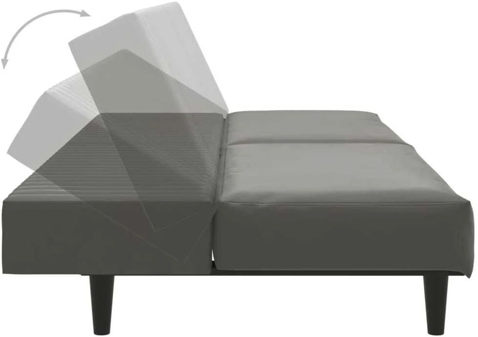 Dvivietė sofa-lova, pilkos spalvos, dirbtinė oda
