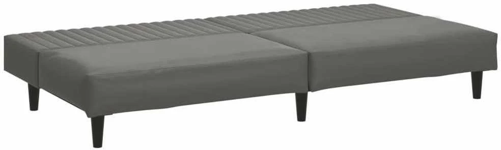Dvivietė sofa-lova, pilkos spalvos, dirbtinė oda