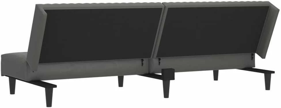 Dvivietė sofa-lova, pilkos spalvos, dirbtinė oda