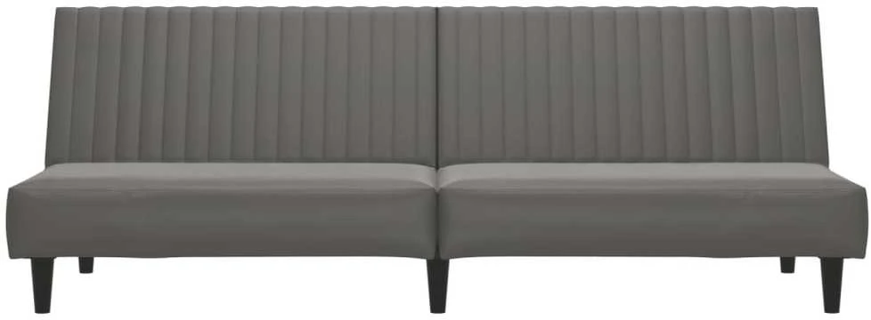 Dvivietė sofa-lova, pilkos spalvos, dirbtinė oda
