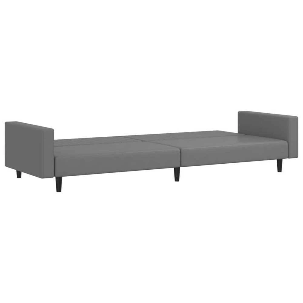 Dvivietė sofa-lova, pilkos spalvos, dirbtinė oda