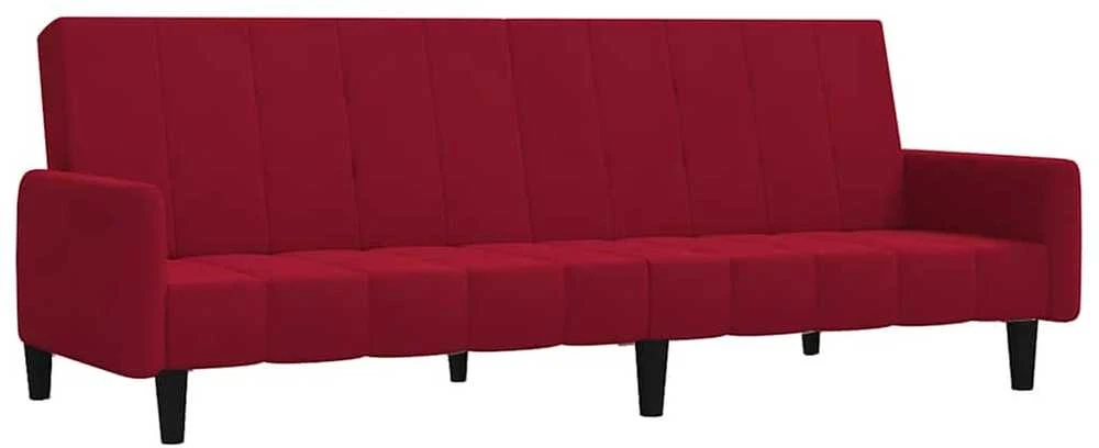 Dvivietė sofa-lova, raudonojo vyno spalvos, aksomas