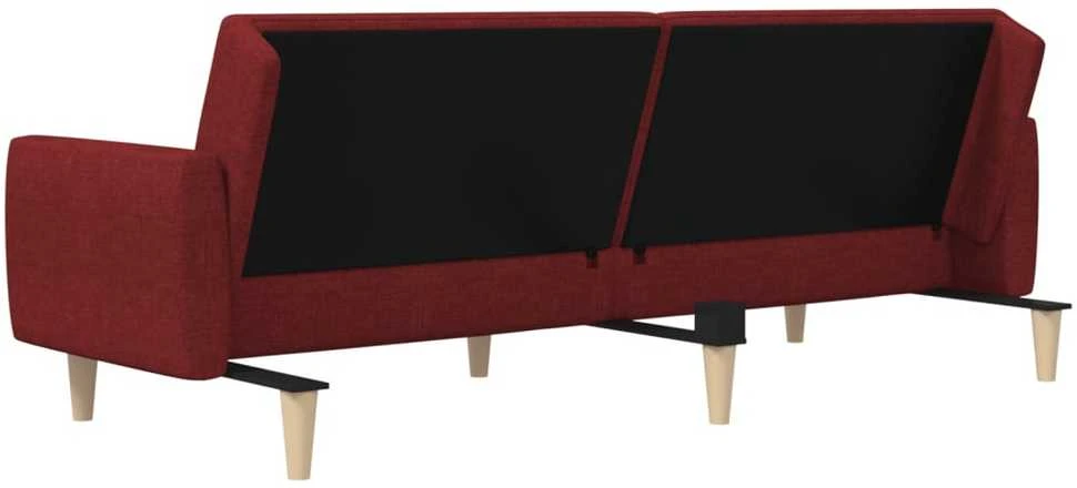 Dvivietė sofa-lova, raudonojo vyno spalvos, audinys