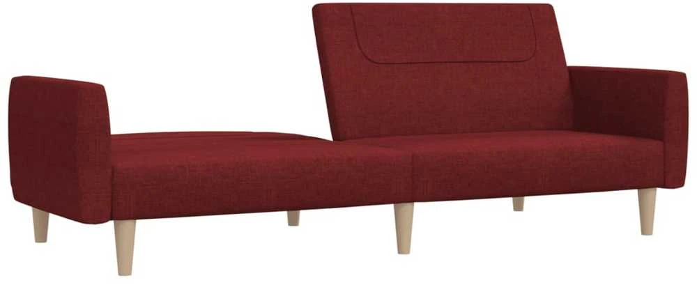 Dvivietė sofa-lova, raudonojo vyno spalvos, audinys