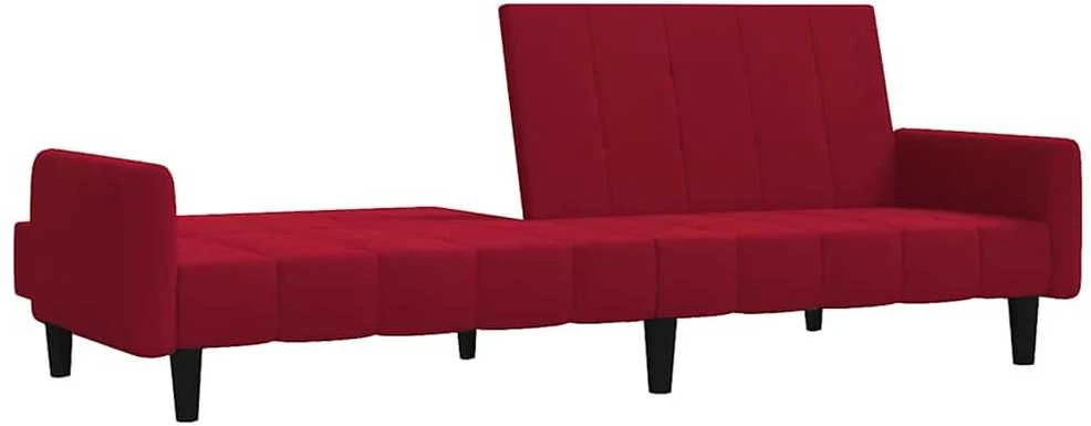 Dvivietė sofa-lova, raudonojo vyno spalvos, aksomas