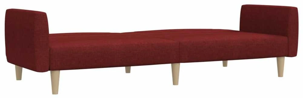 Dvivietė sofa-lova, raudonojo vyno spalvos, audinys