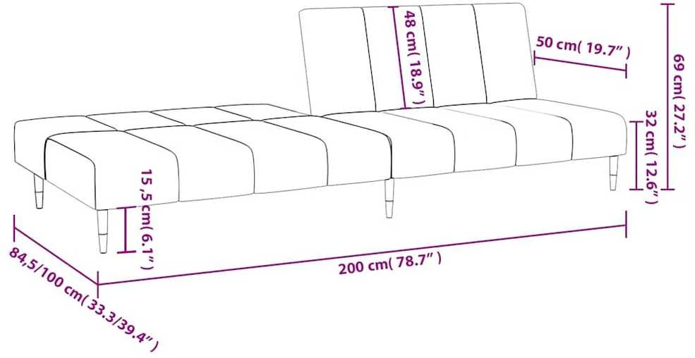 Dvivietė sofa-lova, raudonojo vyno spalvos, aksomas