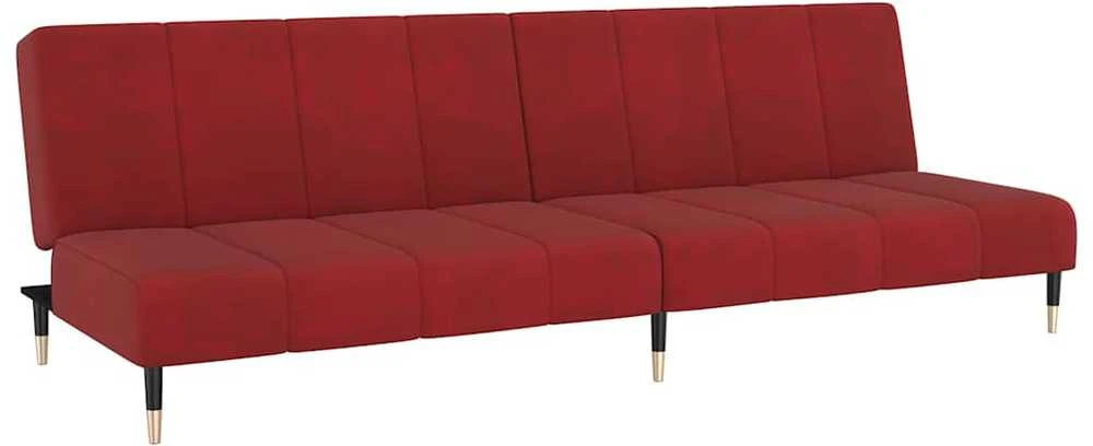 Dvivietė sofa-lova, raudonojo vyno spalvos, aksomas
