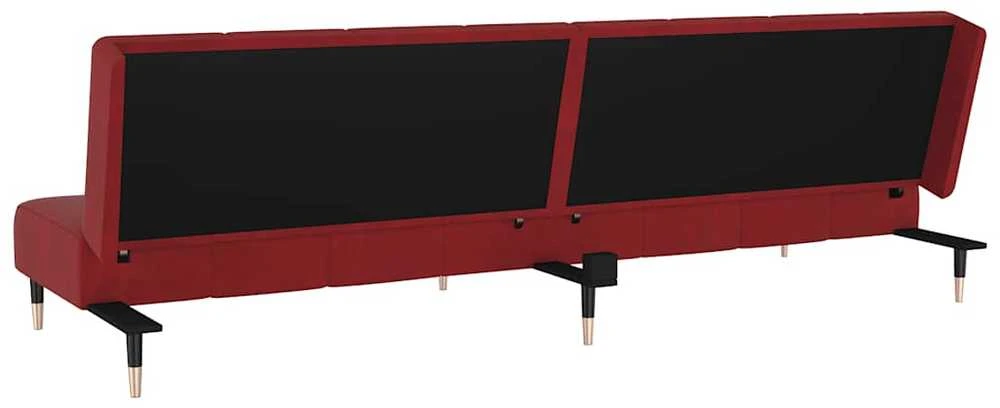 Dvivietė sofa-lova, raudonojo vyno spalvos, aksomas