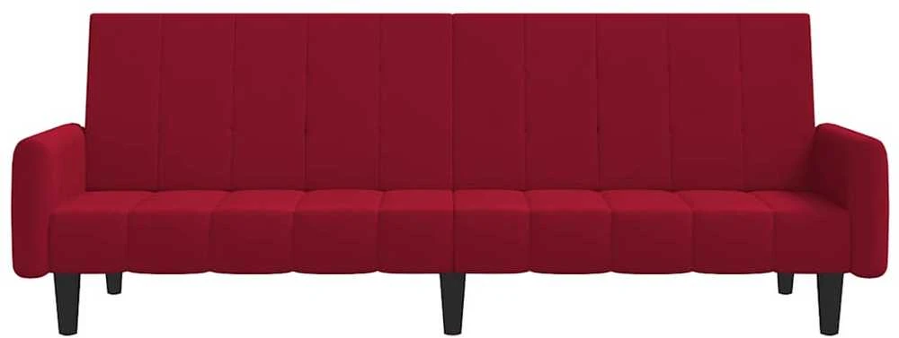 Dvivietė sofa-lova, raudonojo vyno spalvos, aksomas