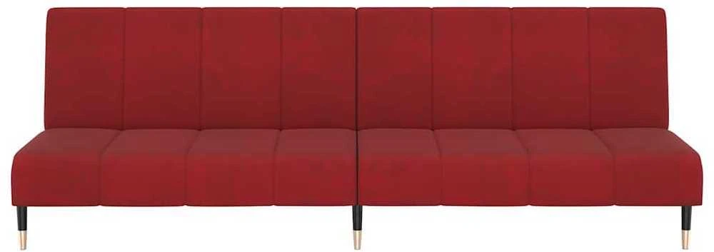 Dvivietė sofa-lova, raudonojo vyno spalvos, aksomas