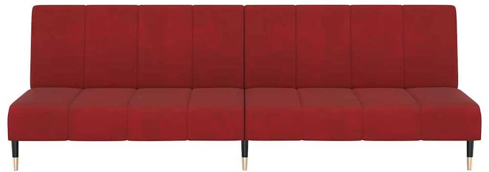 Dvivietė sofa-lova, raudonojo vyno spalvos, aksomas