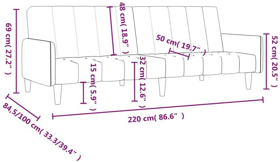 Dvivietė sofa-lova, raudonojo vyno spalvos, aksomas
