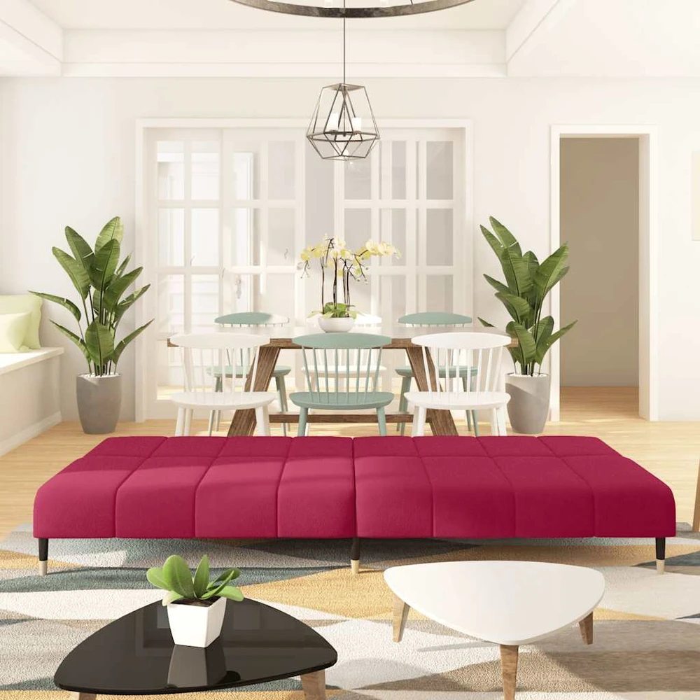 Dvivietė sofa-lova, raudonojo vyno spalvos, aksomas