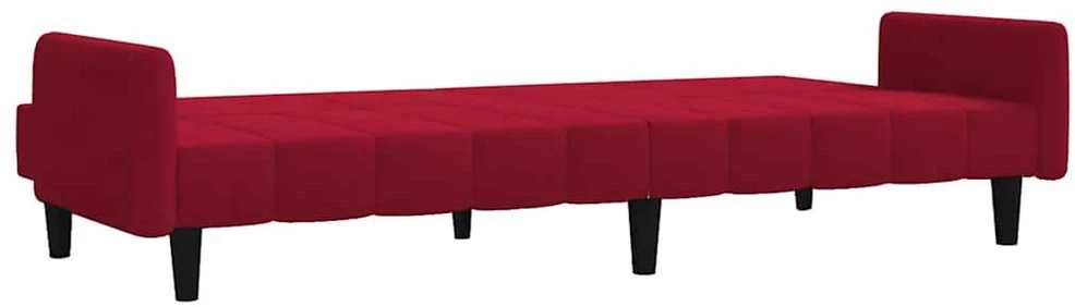 Dvivietė sofa-lova, raudonojo vyno spalvos, aksomas