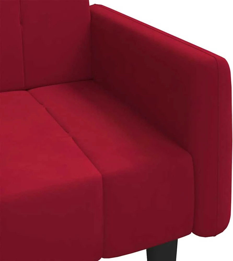 Dvivietė sofa-lova, raudonojo vyno spalvos, aksomas
