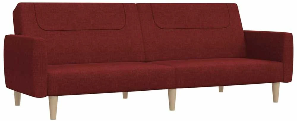 Dvivietė sofa-lova, raudonojo vyno spalvos, audinys