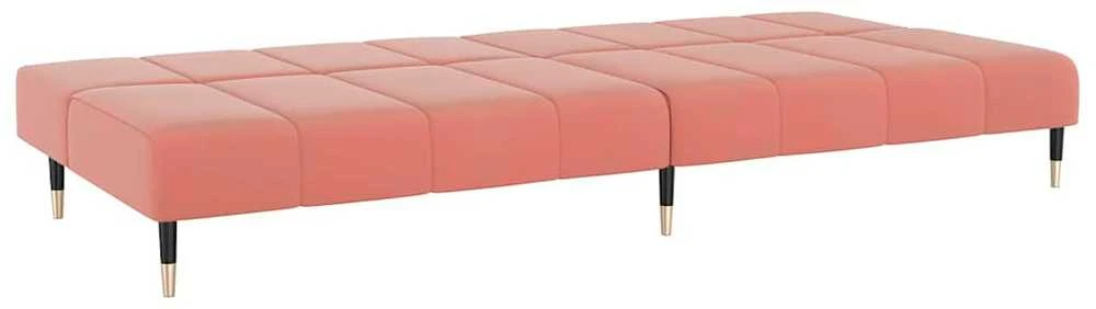 Dvivietė sofa-lova, rožinės spalvos, aksomas