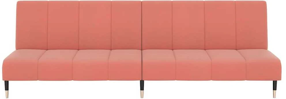 Dvivietė sofa-lova, rožinės spalvos, aksomas
