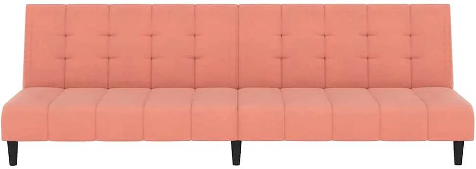 Dvivietė sofa-lova, rožinės spalvos, aksomas