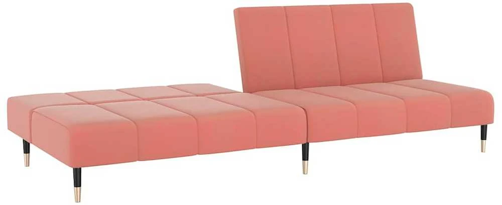 Dvivietė sofa-lova, rožinės spalvos, aksomas