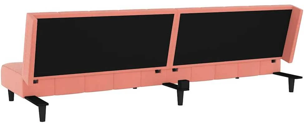 Dvivietė sofa-lova, rožinės spalvos, aksomas