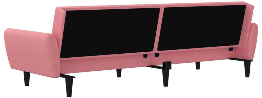 Dvivietė sofa-lova, rožinės spalvos, aksomas